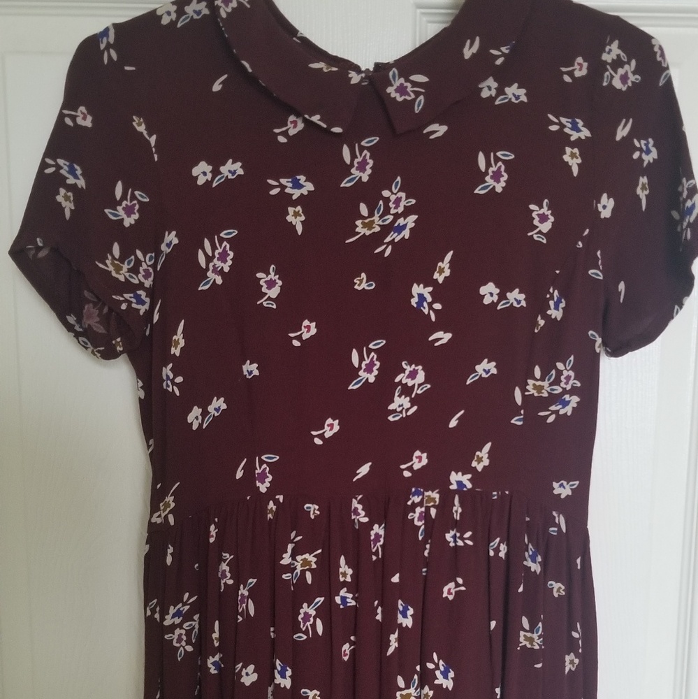 Floral maroon collared dress